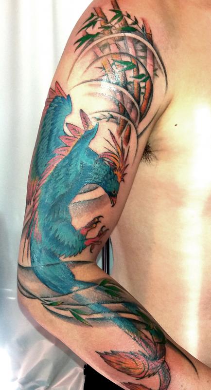 tattoo asiatique phénix couleur
