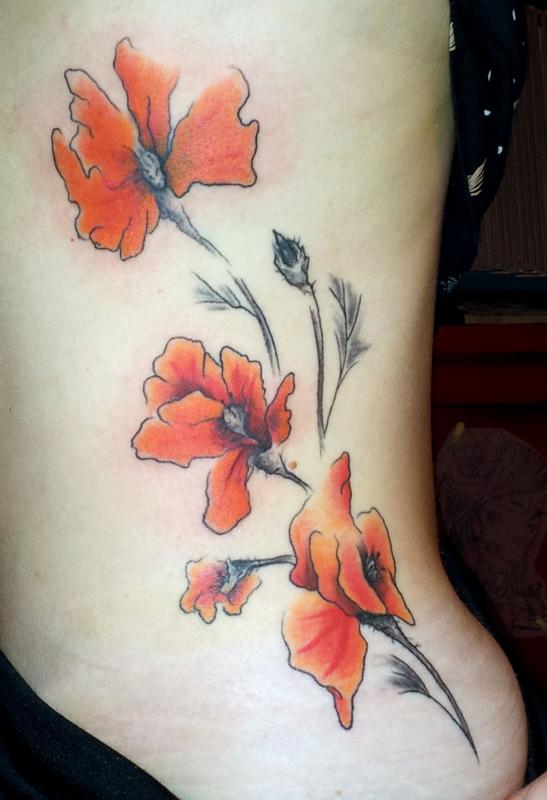 tattoo coquelicots couleur c�tes