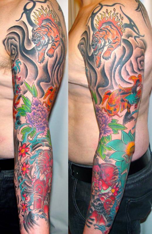 tattoo asiatique couleur style japonisant